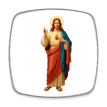 Jesus with Bread Tricolor Robes - Square fridge magnet - white - Front