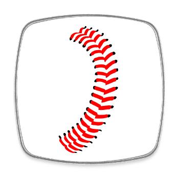 Base-ball - Magnet carré - blanc - Devant