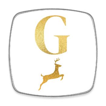 Letter g golden deer - gift idea - Square fridge magnet - white - Front