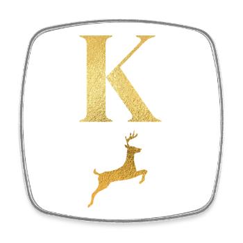 Letter k Golden Deer - Gift Idea - Square fridge magnet - white - Front