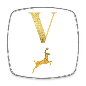 Letter v golden deer - gift idea - Square fridge magnet - white - Front