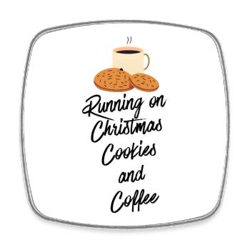 Running on Christmas Cookies and Coffee - Square fridge magnet - white - Front