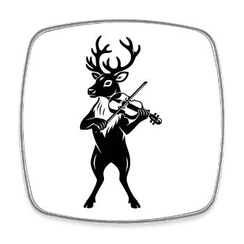 Illustration de bande dessinée de rennes jouant du violon - Magnet carré - blanc - Devant