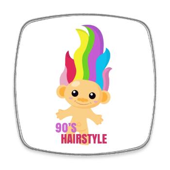 90s Hairstyle - Troll Nostalgia 90s - Square fridge magnet - white - Front