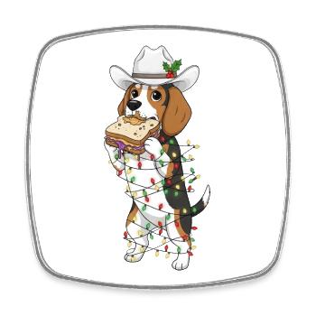Beagle Sandwich de Noël Gelée de beurre de cacahuète Te - Magnet carré - blanc - Devant