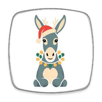 Esel Elfe Weihnachten Lustig Süß Niedlich Geschenk - Viereckiger Kühlschrankmagnet - Weiß - Vorne