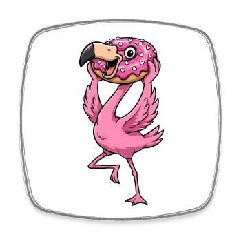 Mignon Flamingo Donut Dessert Candy Cartoon - Magnet carré - blanc - Devant