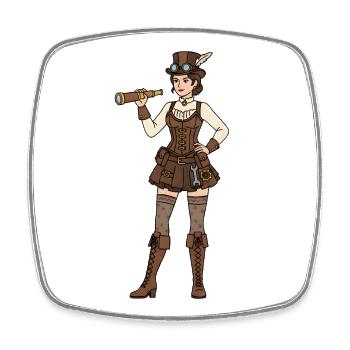 Steampunk Frau - Viereckiger Kühlschrankmagnet - Weiß - Vorne