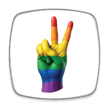PRIDE PEACE HAND – Frieden & Liebe - Viereckiger Kühlschrankmagnet - Weiß - Vorne