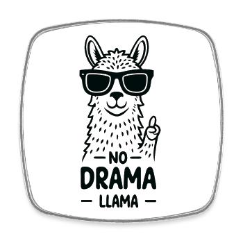 No Drama Llama funny cool alpaca with glasses - Square fridge magnet - white - Front