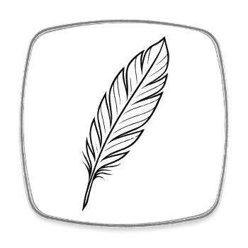 Black Feather Silhouette - Square fridge magnet - white - Front