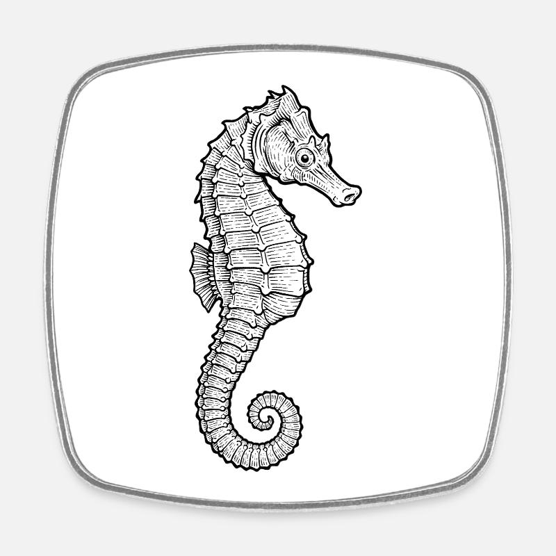Sea horse - Square fridge magnet - white