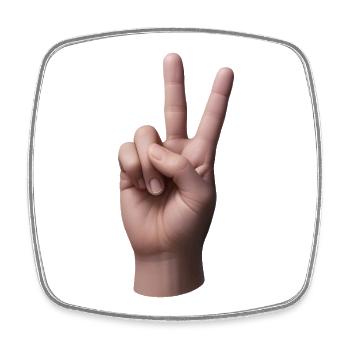PEACE HAND #2 - peace & love - Square fridge magnet - white - Front