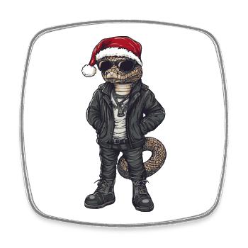 Cobra-serpent Hiver de Noël - Magnet carré - blanc - Devant