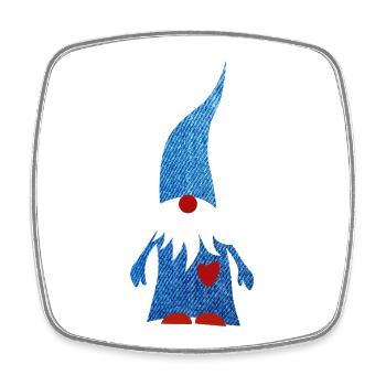 Gnome Jeans Heart Christmas Xmas Woodland Decoration Fan - Square fridge magnet - white - Front