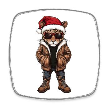 Noël Léopard Hiver - Magnet carré - blanc - Devant