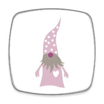 Noël de Noël Gnome Dots Pink Pastel - Magnet carré - blanc - Devant