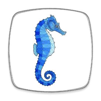 Motif géométrique bleu hippocampe - Magnet carré - blanc - Devant