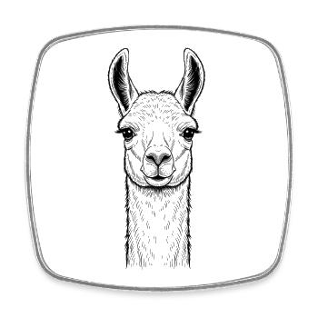 Lama - Viereckiger Kühlschrankmagnet - Weiß - Vorne