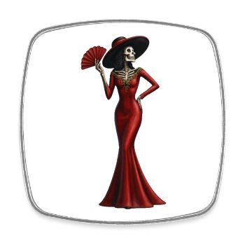 Diva squelette en robe de soirée rouge - Magnet carré - blanc - Devant