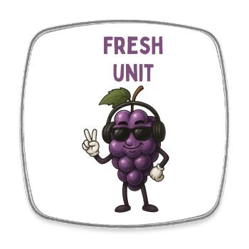 FRESH UNIT Grape with Headphones - Square fridge magnet - white - Front