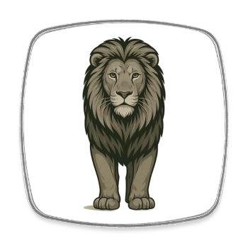 Majestic lion in powerful illustration - Square fridge magnet - white - Front