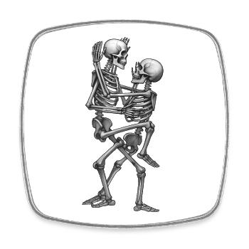 SKELETONS IN LOVE #5 - black & white - Magnet carré - blanc - Devant