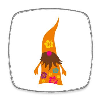 Gnome ugly Christmas Hawaii hippie cool beard fun - Square fridge magnet - white - Front