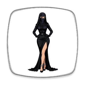 Schwarze Ninja-Eleganz - Viereckiger Kühlschrankmagnet - Weiß - Vorne
