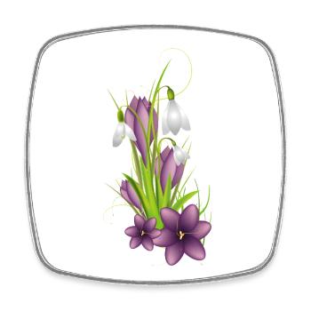 Perce-neige et crocus délicats illustrés - Magnet carré - blanc - Devant