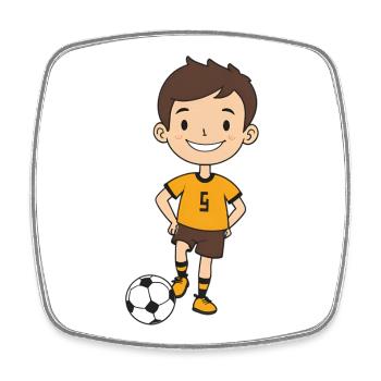 Kicker Junge im Orangen Trikot - Viereckiger Kühlschrankmagnet - Weiß - Vorne