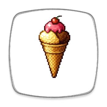 Retro Pixel Eiscreme Cone - Viereckiger Kühlschrankmagnet - Weiß - Vorne