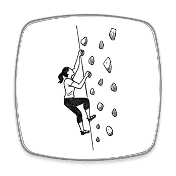 Femmes Bouldering Shirt – Minimalisme graphique - Magnet carré - blanc - Devant