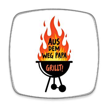 Grillen Grillsaison Papa Am Grill Papa Grillt - Viereckiger Kühlschrankmagnet - Weiß - Vorne