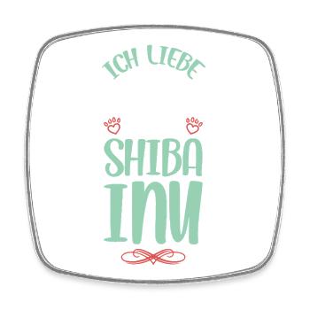J’aime mon Shiba Inu - Magnet carré - blanc - Devant