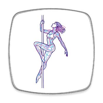 Art au trait féminin Illustration de danse au poteau cadeau - Magnet carré - blanc - Devant