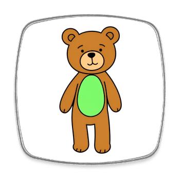 Cuddly Bear Green Belly Cartoon - Square fridge magnet - white - Front