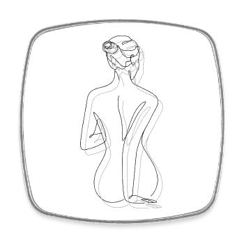 Line Nude Silhouette - Square fridge magnet - white - Front