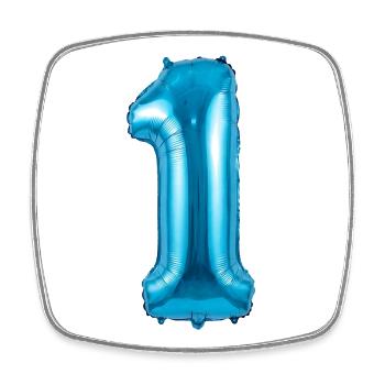 1st Birthday, First Birthday Balloon Blue - Square fridge magnet - white - Front