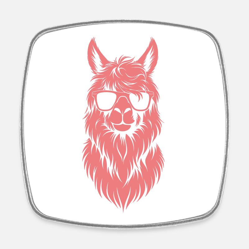 Hipster llama with sunglasses - Square fridge magnet - white