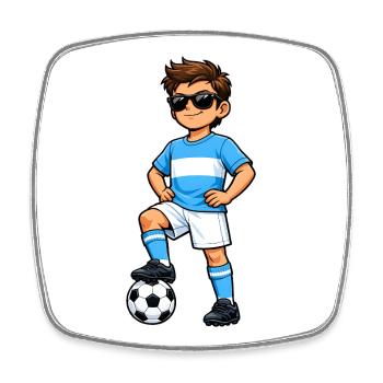Fußball Junge Argentinien Fan Argentinische Flagge - Viereckiger Kühlschrankmagnet - Weiß - Vorne