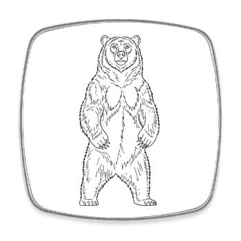 Liberté de silhouette minimaliste d’ours - Magnet carré - blanc - Devant