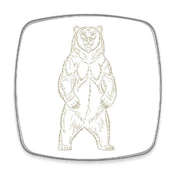 Silhouette d’ours minimaliste Freedom Nationalpa - Magnet carré - blanc - Devant