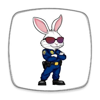 Policier Lapin - Magnet carré - blanc - Devant
