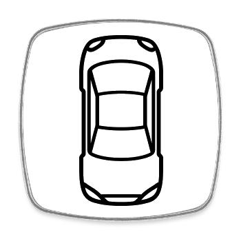 Voiture - Magnet carré - blanc - Devant