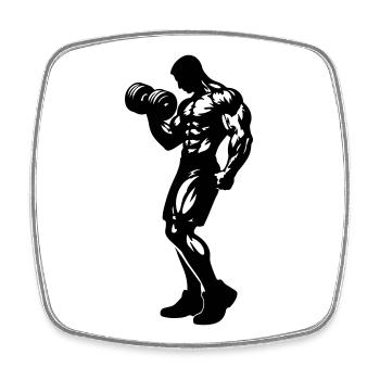 Fitness Silhouette Hantel - Viereckiger Kühlschrankmagnet - Weiß - Vorne