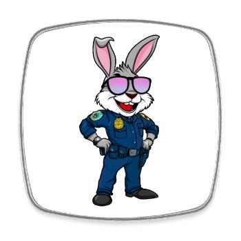 Polizei Hase - Viereckiger Kühlschrankmagnet - Weiß - Vorne