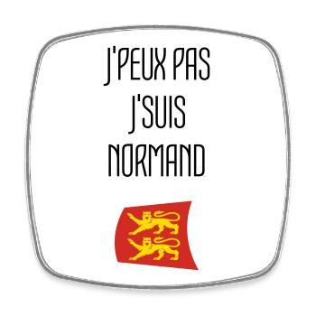 Ich kann nicht, ich bin Norman – Normandie - Viereckiger Kühlschrankmagnet - Weiß - Vorne