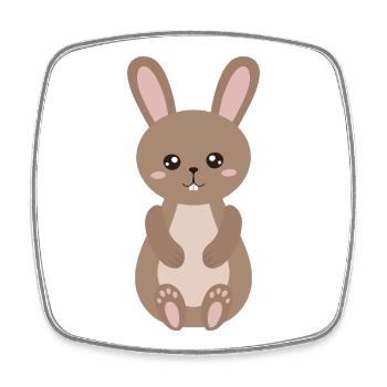 Charming Bunny Plush Illustration - Square fridge magnet - white - Front