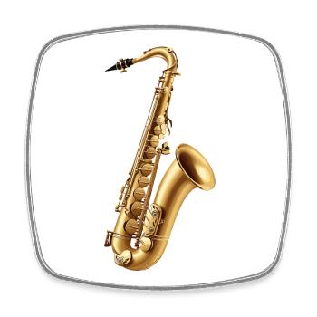 Goldenes Saxophon – Jazzglanz - Viereckiger Kühlschrankmagnet - Weiß - Vorne